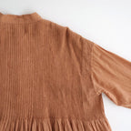 80s ORGANIC VOILE STRIPE (OVERDYE) BANDED SHIRT DRESS WITH MINI PINTUCK #6700 DK.ORANGE [NMDS26514D]