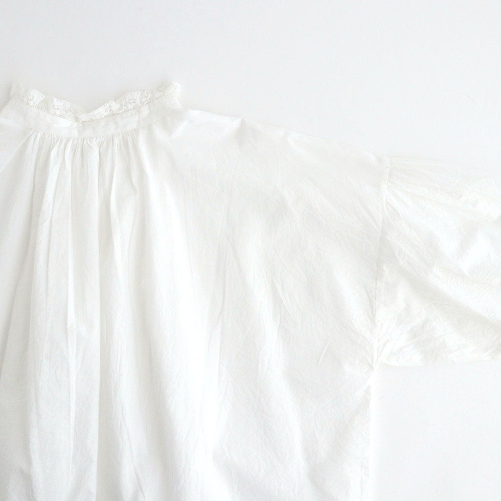 60s COTTON CAMBRIC PLAIN WITH LACE LACE FRILL COLLAR SHIRT #9000 WHITE [NSL26551]