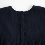 80s ORGANIC VOILE STRIPE (OVERDYE) CREW-NECK 3/4 SL SHIRT WITH MINI PINTUCK #3960 MARINE [NMDS26511D]