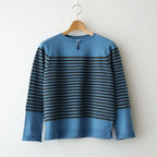 Stripe Long-sleeved Tee #Blue x Brown [Oni068]