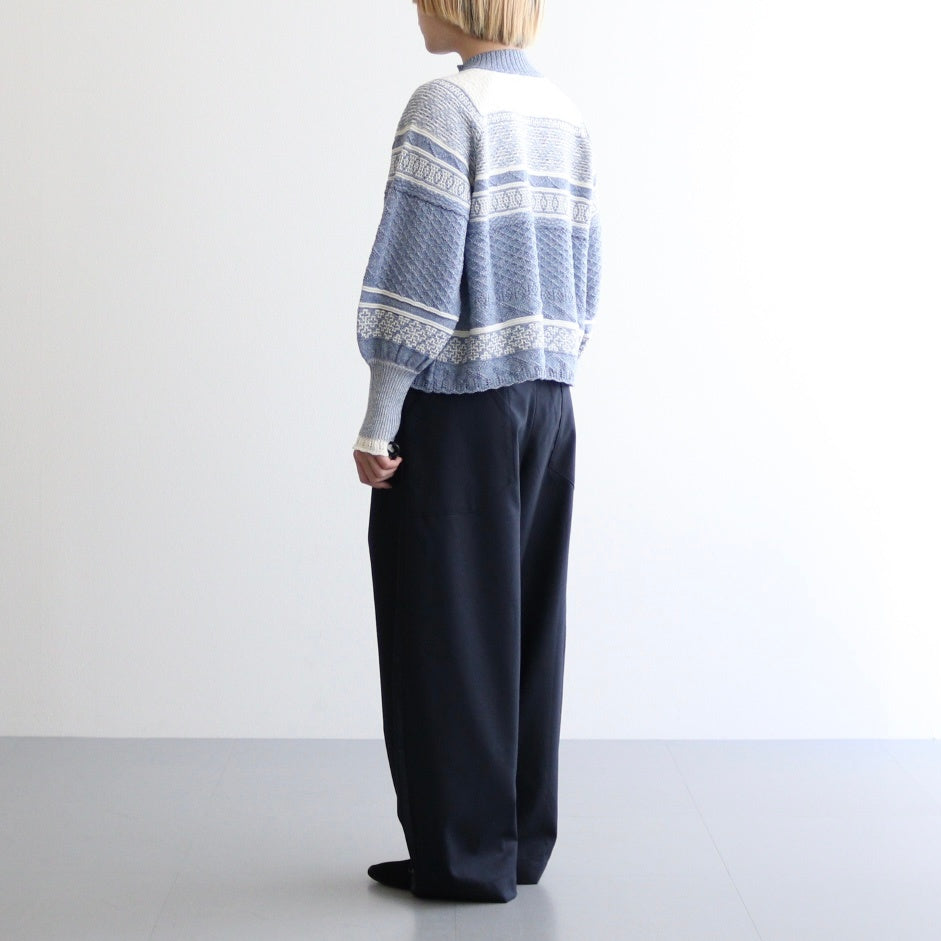 Foggy nordic knit blouse #Blue [242808]