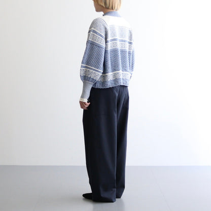 Foggy nordic knit blouse #Blue [242808]