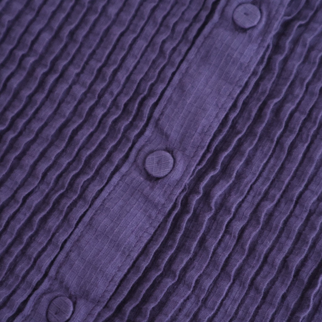 80s ORGANIC MICRO CHECK OVERDYE CREW-NECK BUTTON SHIRT WITH MINI PINTUCK #2813 PURPLE (D.PURPLE) [NMDS26233D]
