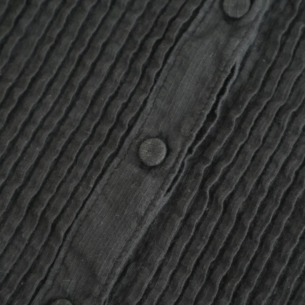 80s ORGANIC MICRO CHECK OVERDYE CREW-NECK BUTTON SHIRT MAXI DRESS WITH MINI PINTUCK #9912 BLACK (J.BLACK) [NMDS26234D]