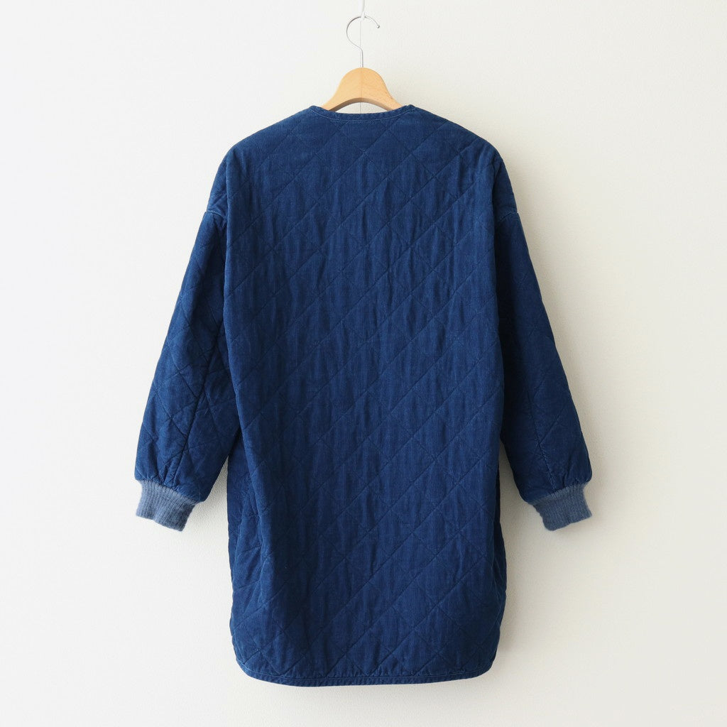 INDIGO LIGHT CORDUROY QUILTING HALF COAT #Indigo [no.7038]