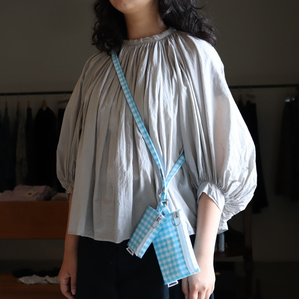 FLAT POUCH SMALL #GINGHAM SAX [TMB-2310N]