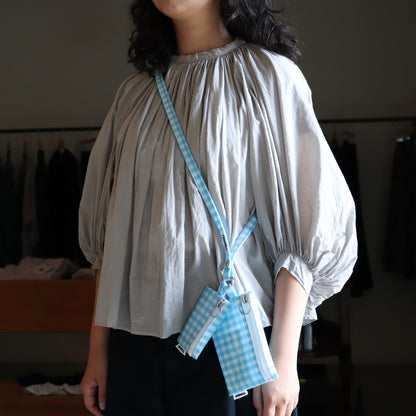 FLAT POUCH SMALL #GINGHAM SAX [TMB-2310N]