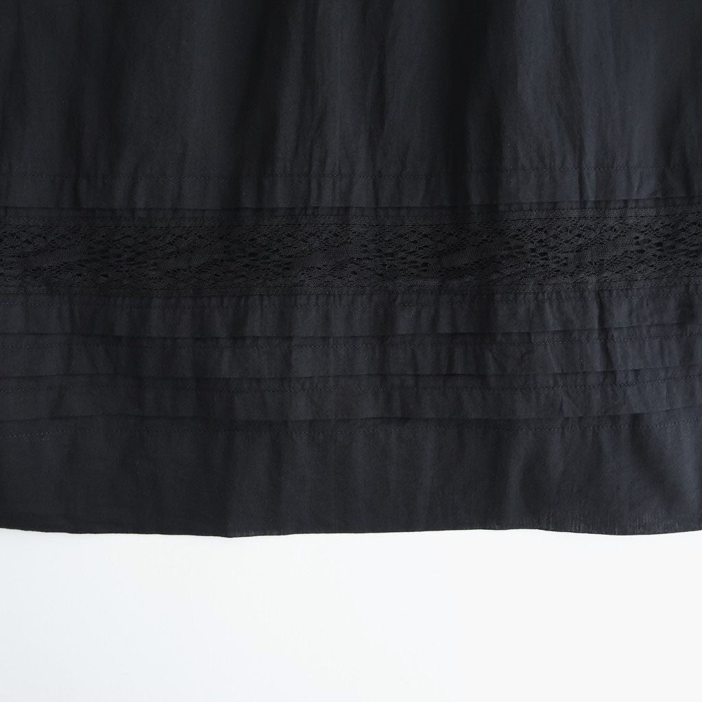 80s COTTON VOILE LACE GATHERED SKIRT #9900 BLACK [NSL26093]
