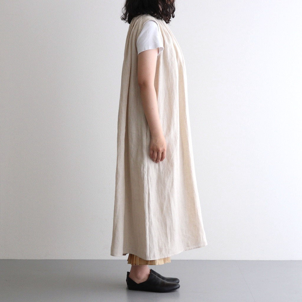 DENSELY LINEN GATHER DRESS #Antique White [no.7310]