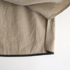 HANDWOVEN HEAVY COTTON PLAIN BACK OPENING STAND COLLAR SHIRT WITH MINI PINTUCK #8300 BEIGE/BLACK SELVAGE [INMDS25722]