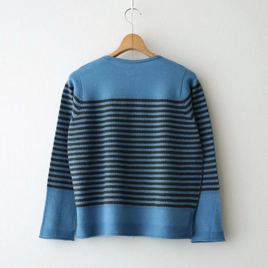 Stripe Long-sleeved Tee #Blue x Brown [Oni068]
