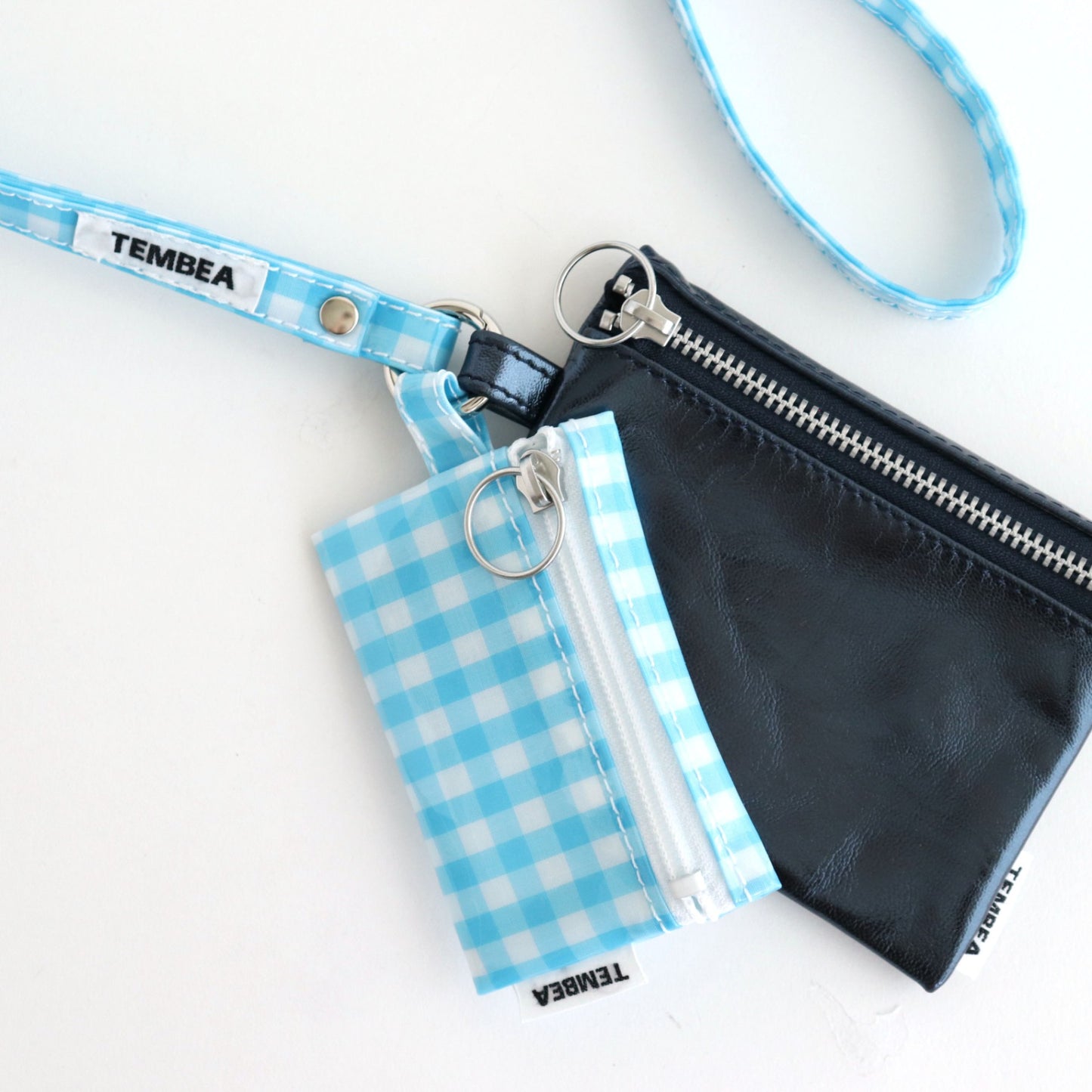 FLAT POUCH MINI #GINGHAM SAX [TMB-2352A]