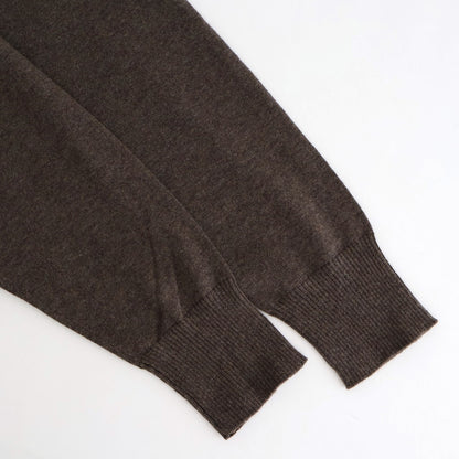 14GG 2PLY PLAIN STITCH COTTON/WOOL/CASHMERE TURTLE NECK PULLOVER #8600 BROWN [GNSL24541]