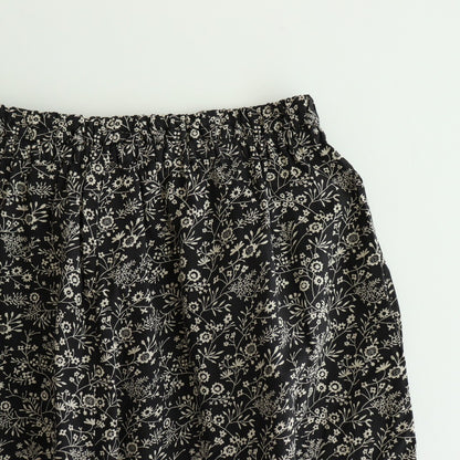 COTTON SLUB SMALL FLOWER PRINT WIDE EASY PANTS #9982 BLK (BLACK x BEIGE PRINT) [NSL25575]