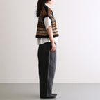 40s FRENCH LINEN DYED CANVAS 2TUCK TAPERED EASY PANTS #9800 CHARCOAL [GNMDS2501FL]