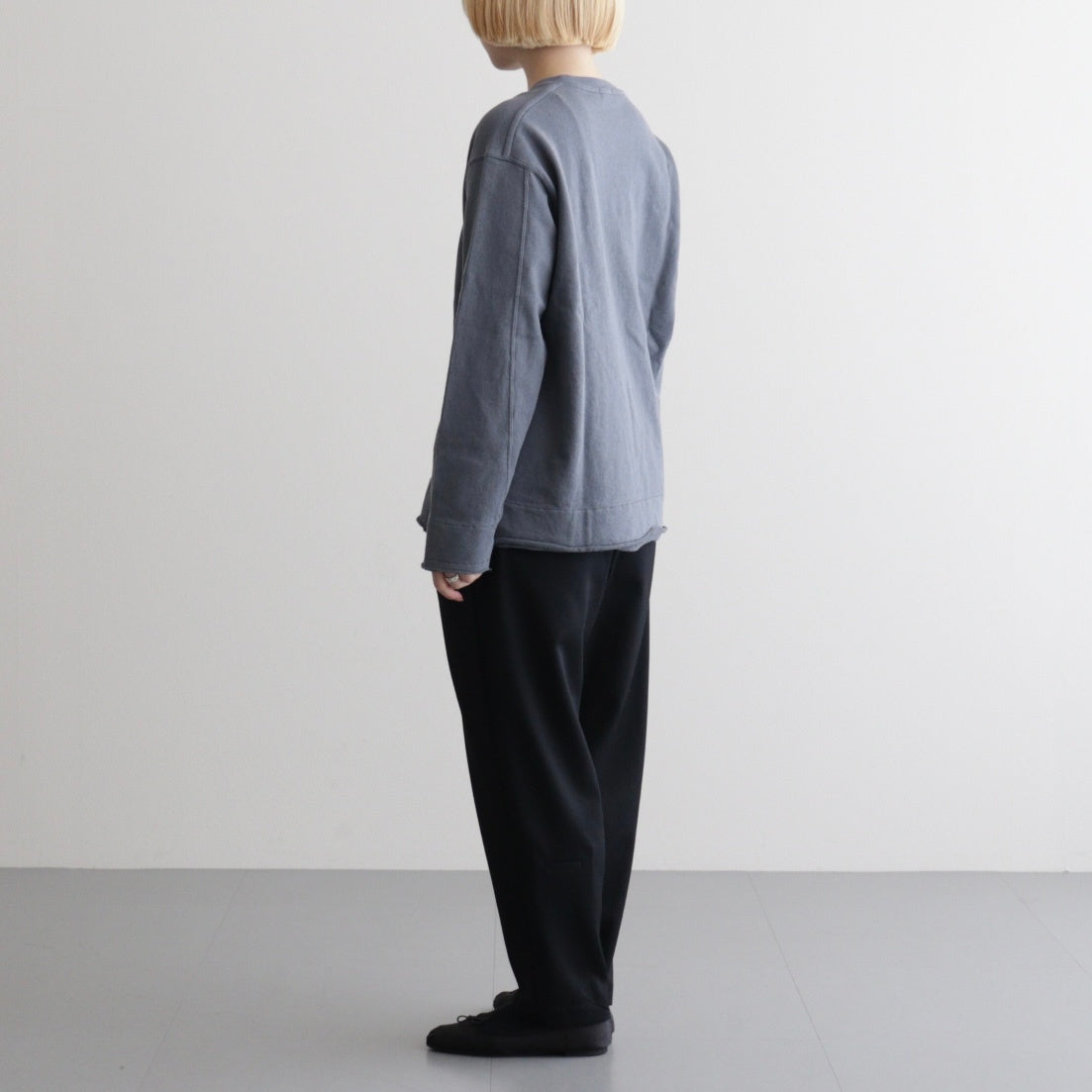 cotton open-end yarn terry sweat shirt #steel blue [WXSP-UW119]