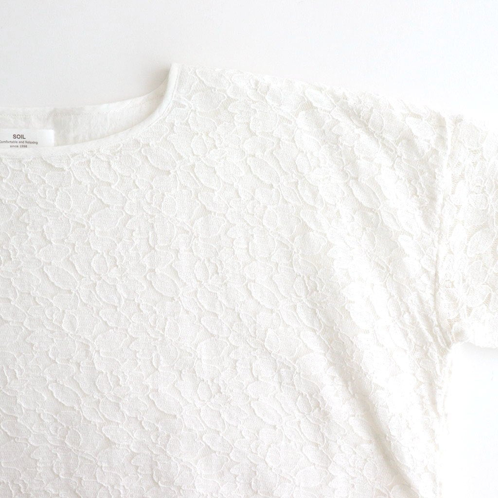 VOILE TULLE LACE S/SL SMOCK WITH COTTON VOILE #9000 OFF WHITE [NSL25051]