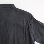 AUTO LOOM LINEN/COTTON PLAIN OVERDYE OPEN COLLAR S/SL SHIRTS #991D C.BLACK [IMDSH2612LCD]