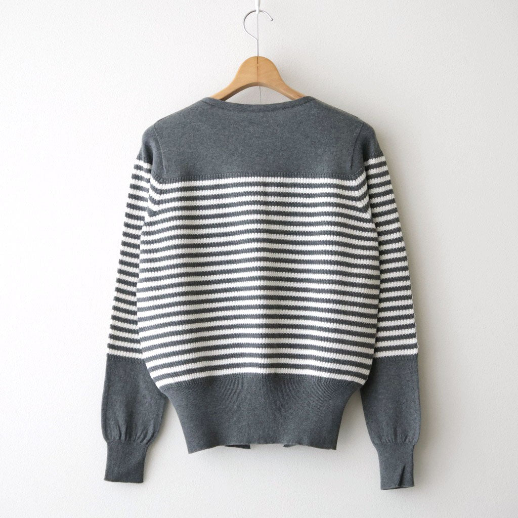 Stripe Cardigan #Grey x Ecru [Oni067]