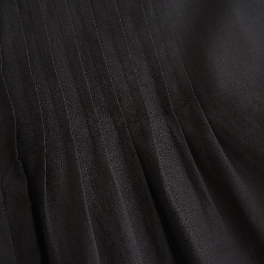 80s VOILE PLAIN WITH CUT WORK LACE BANDED COLLAR PINTUCK SHIRTS #9900 BLACK [INSL26341]