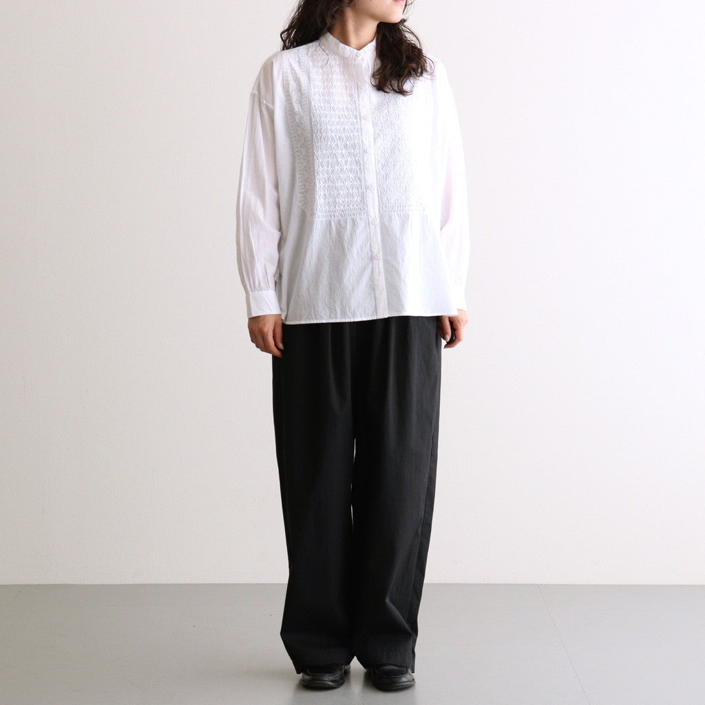 COTTON/LINEN DYED WEATHER 2TUCK TAPERED EASY PANTS #9900 BLACK [GNMDS2501CLW]
