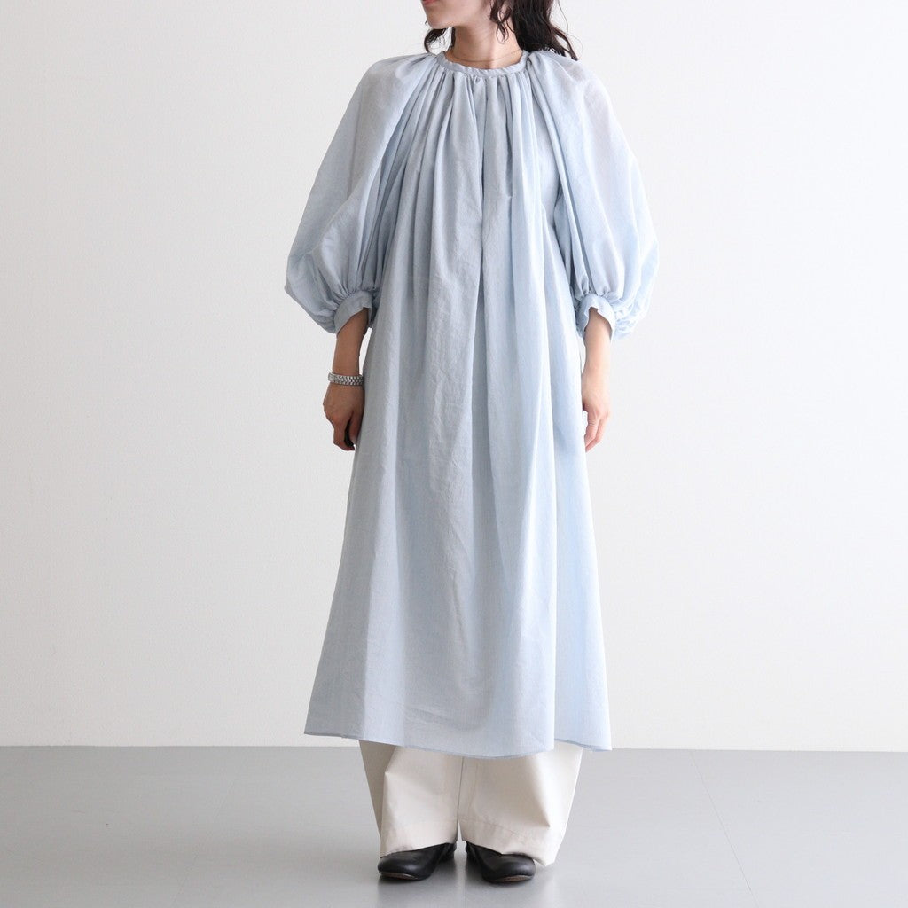 C/S P.S. GATHER SMOCK DRESS #Sax [no.8050]