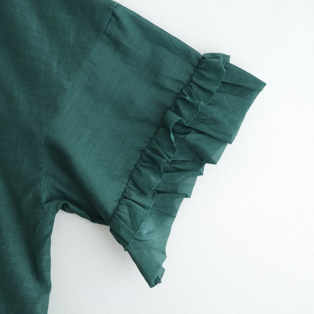 葉影のリズム：Frilled sleeves blouse #forest green [11261-02307]