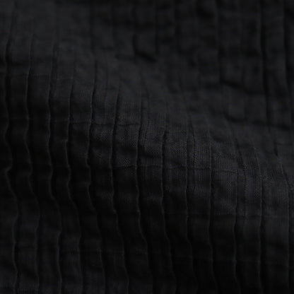 80s ORGANIC DOBIE CHECK(OVERDYE) CREW-NECK P/O HALF/SL SHIRT WITH PINTUCK #9971 O.BLACK [NMDS25251D]