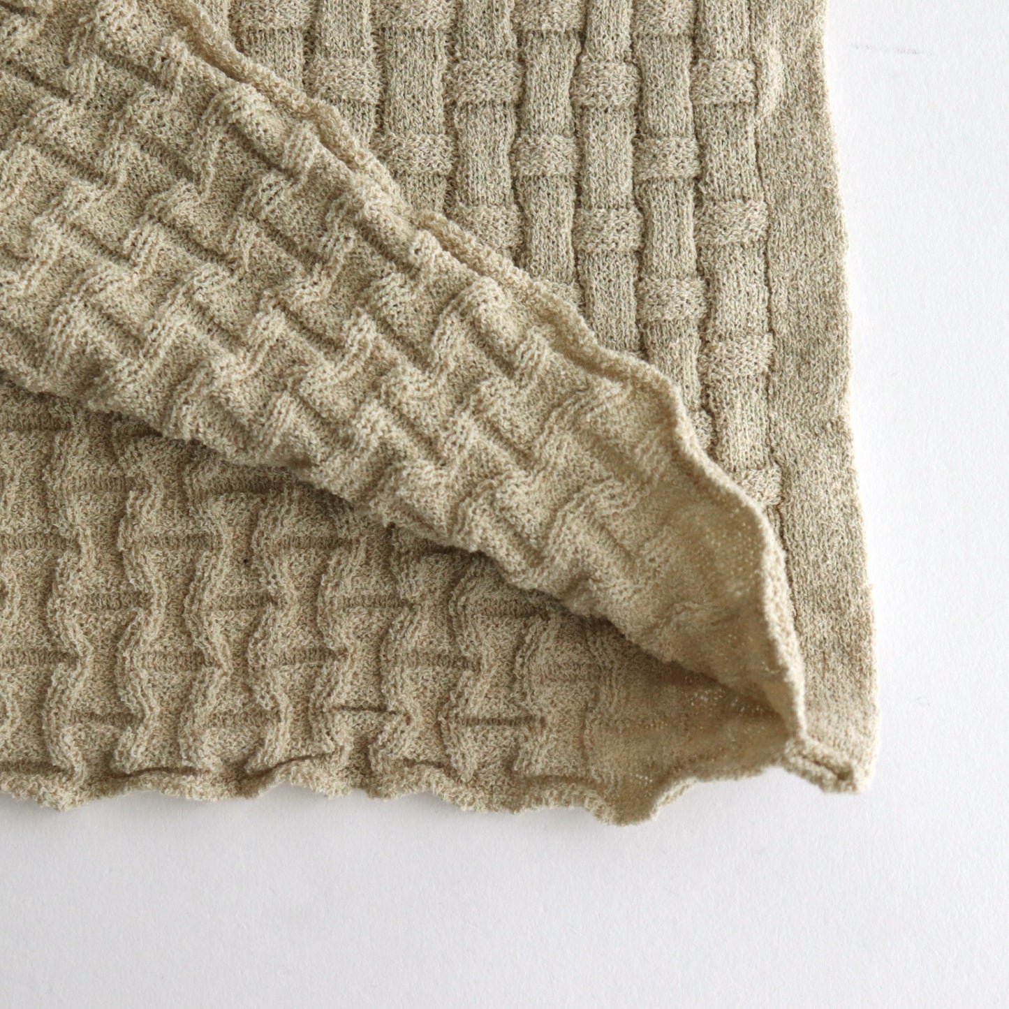 Cotton-boucle Basket Skirt #L.Beige [oni052]