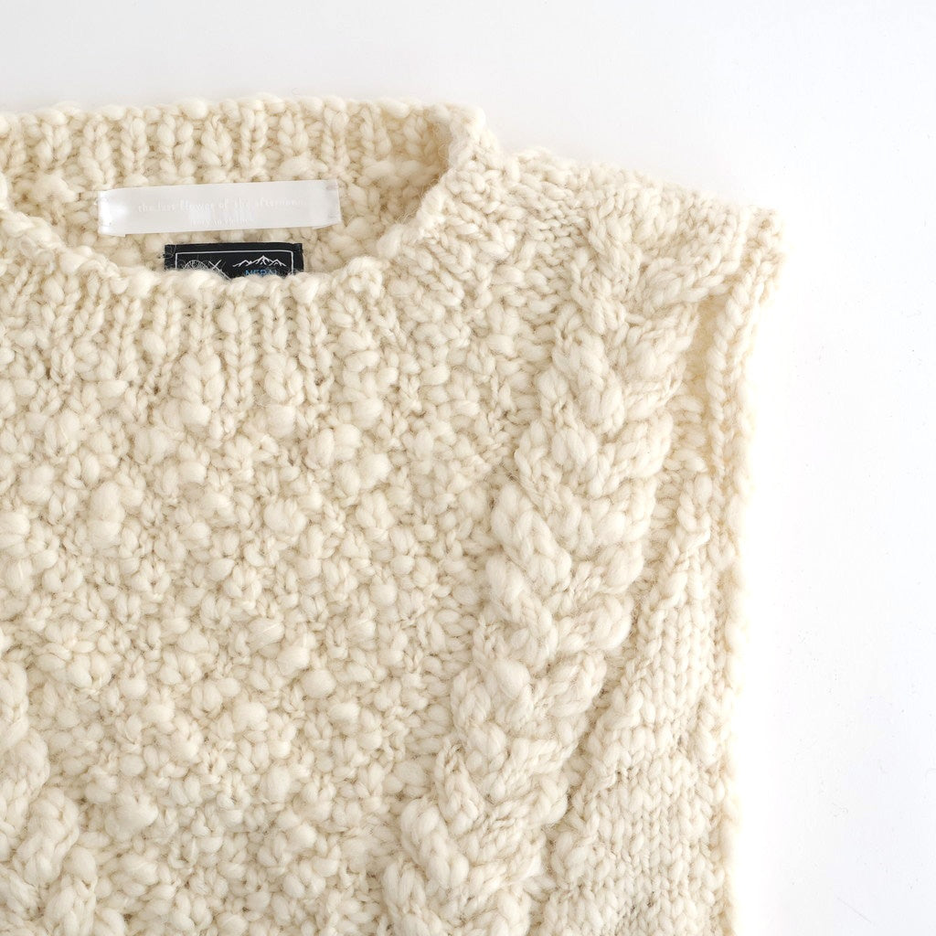 夜を紡ぐ Knitted vest #ecru [TLF-126-hkn001]