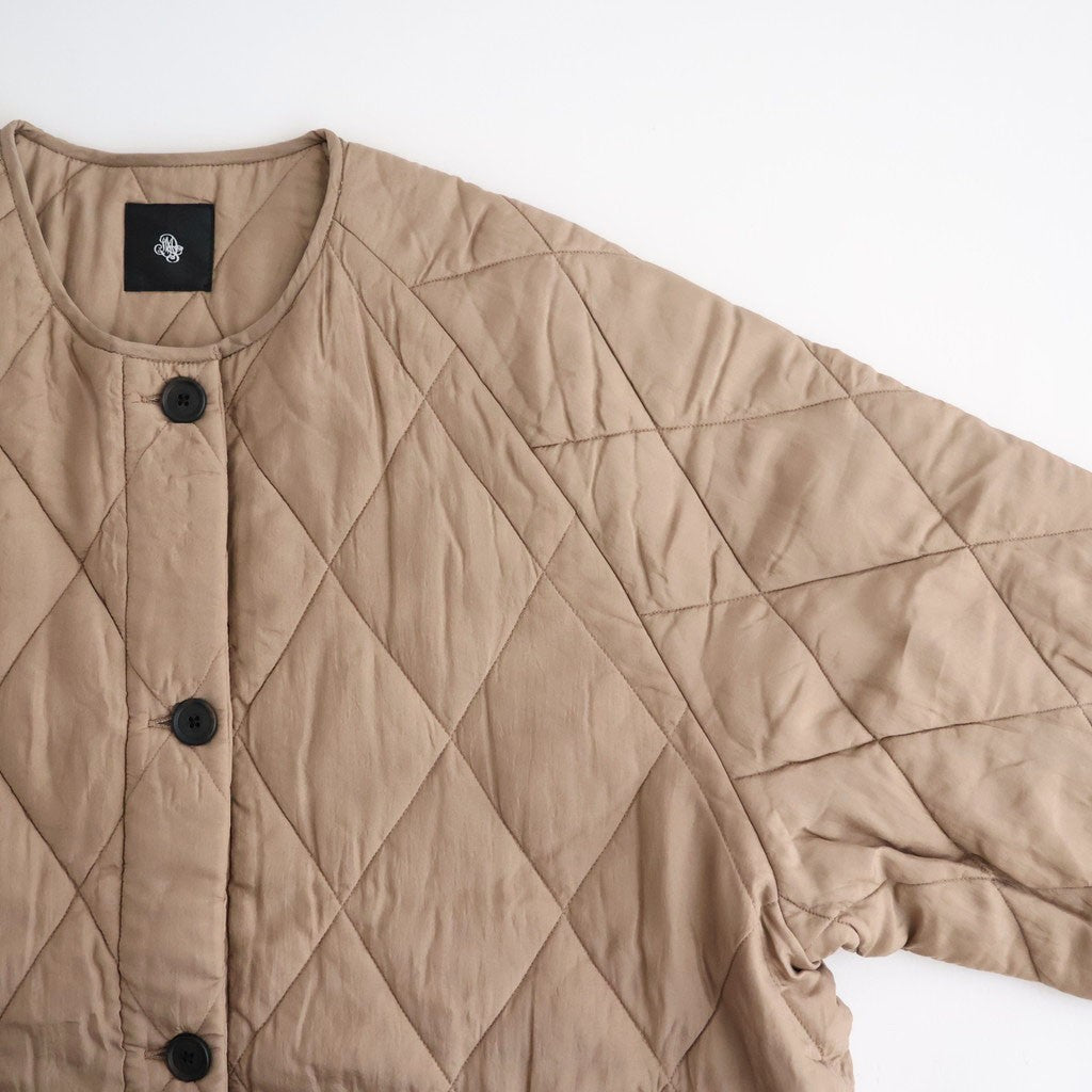 BANGALORE SILK PLAIN PADDED C-NECK SHORT COAT #8400 DK BEIGE [NMDS26551]
