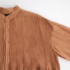 80s ORGANIC VOILE STRIPE (OVERDYE) BANDED SHIRT DRESS WITH MINI PINTUCK #6700 DK.ORANGE [NMDS26514D]
