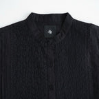 60s ORGANIC CAMBRIC WITH EMB BANDED COLLAR PINTUCK & EMB SHIRT #9900 BLACK [NMDS26521]
