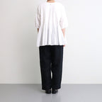 80s ORGANIC DOBIE CHECK(OVERDYE) CREW-NECK P/O HALF/SL SHIRT WITH PINTUCK #9170 MINRAL WHITE [NMDS25251D]