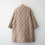 BANGALORE SILK PLAIN PADDED NO COLLAR DOUBLE COAT #8400 DK BEIGE [NMDS26552]