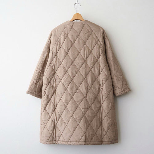 BANGALORE SILK PLAIN PADDED NO COLLAR DOUBLE COAT #8400 DK BEIGE [NMDS26552]