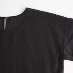 80s VOILE PLAIN WITH CUT WORK LACE CREW NECK PULLOVER DRESS #9900 BLACK [INSL26343]