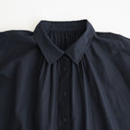 40s COTTON POPLIN PLAIN REGULAR COLLAR SHIRT WITH GATHER #3900 NAVY [NSL26522]