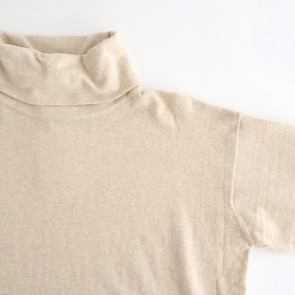 14GG 2PLY PLAIN STITCH COTTON/WOOL/CASHMERE TURTLE NECK PULLOVER #8100 NATURAL [GNSL24541]