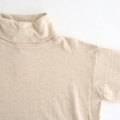 14GG 2PLY PLAIN STITCH COTTON/WOOL/CASHMERE TURTLE NECK PULLOVER #8100 NATURAL [GNSL24541]