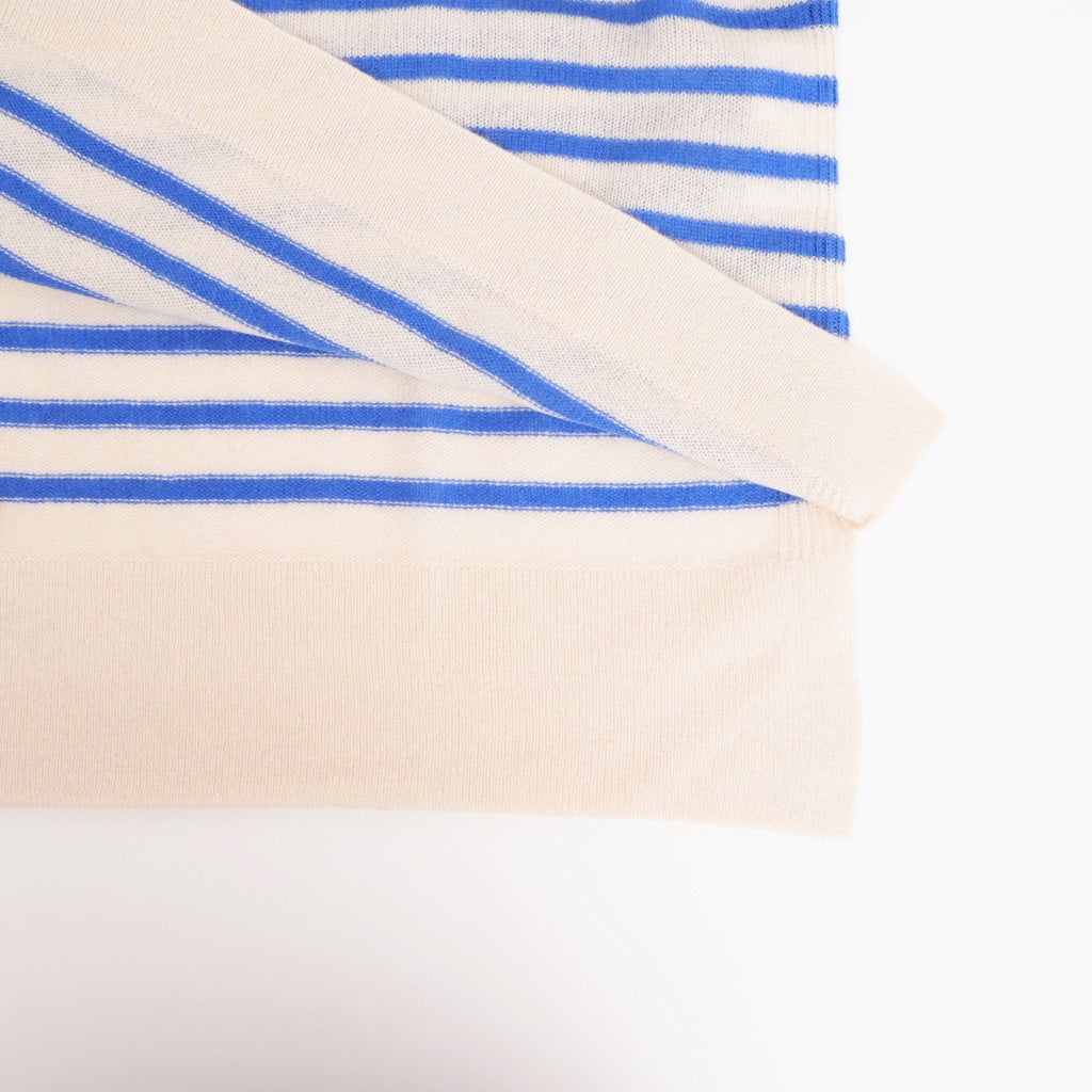 Basque pullover (boat neck) #ivory×blue [mdm02-01]