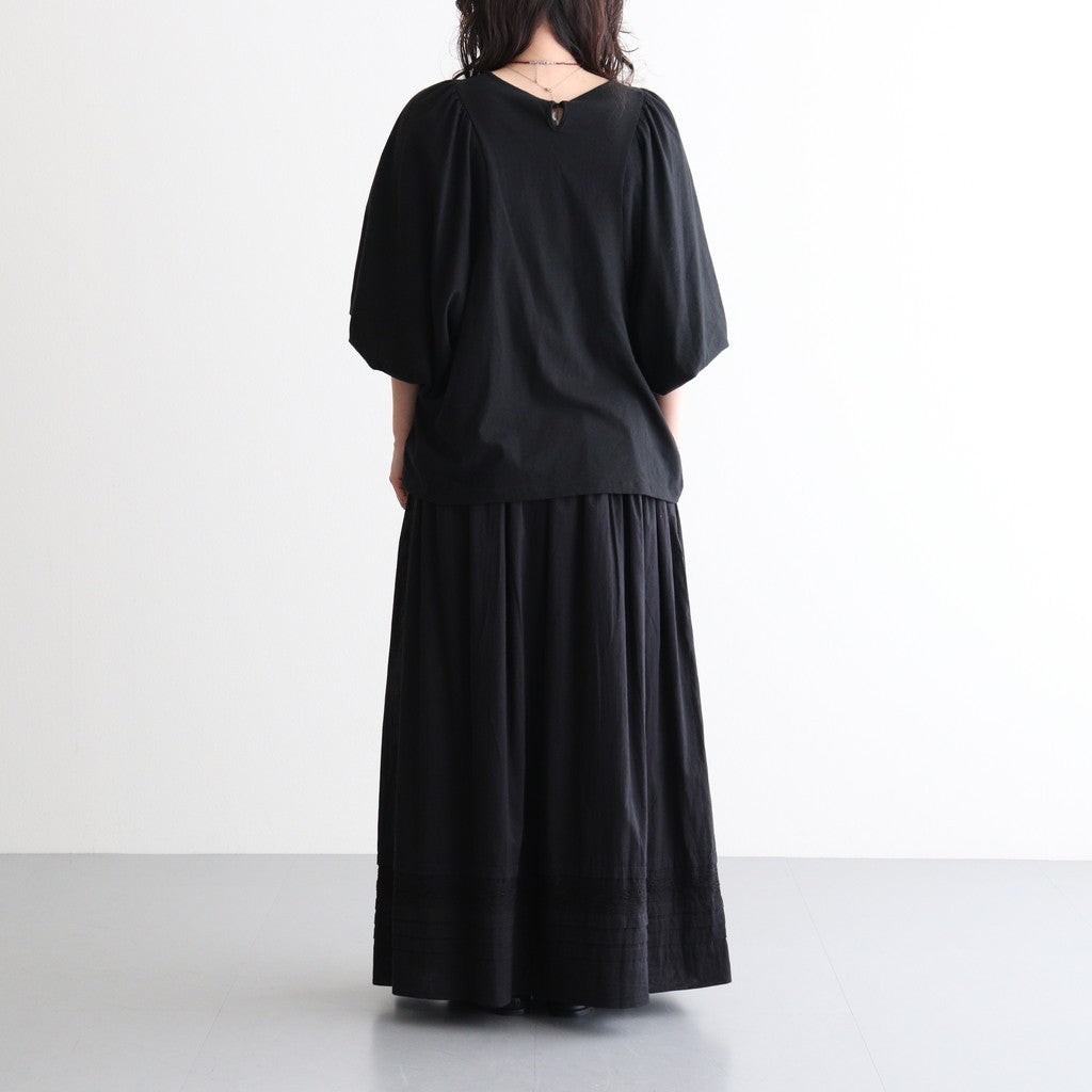 80s COTTON VOILE LACE GATHERED SKIRT #9900 BLACK [NSL26093]
