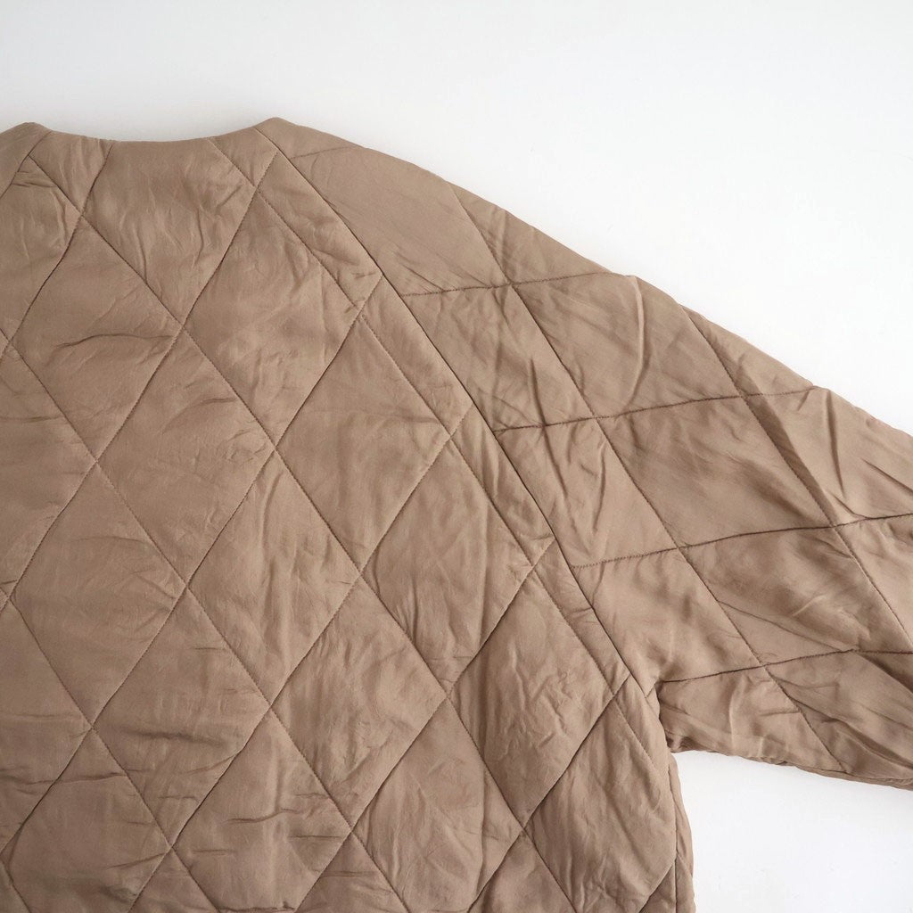 BANGALORE SILK PLAIN PADDED NO COLLAR DOUBLE COAT #8400 DK BEIGE [NMDS26552]