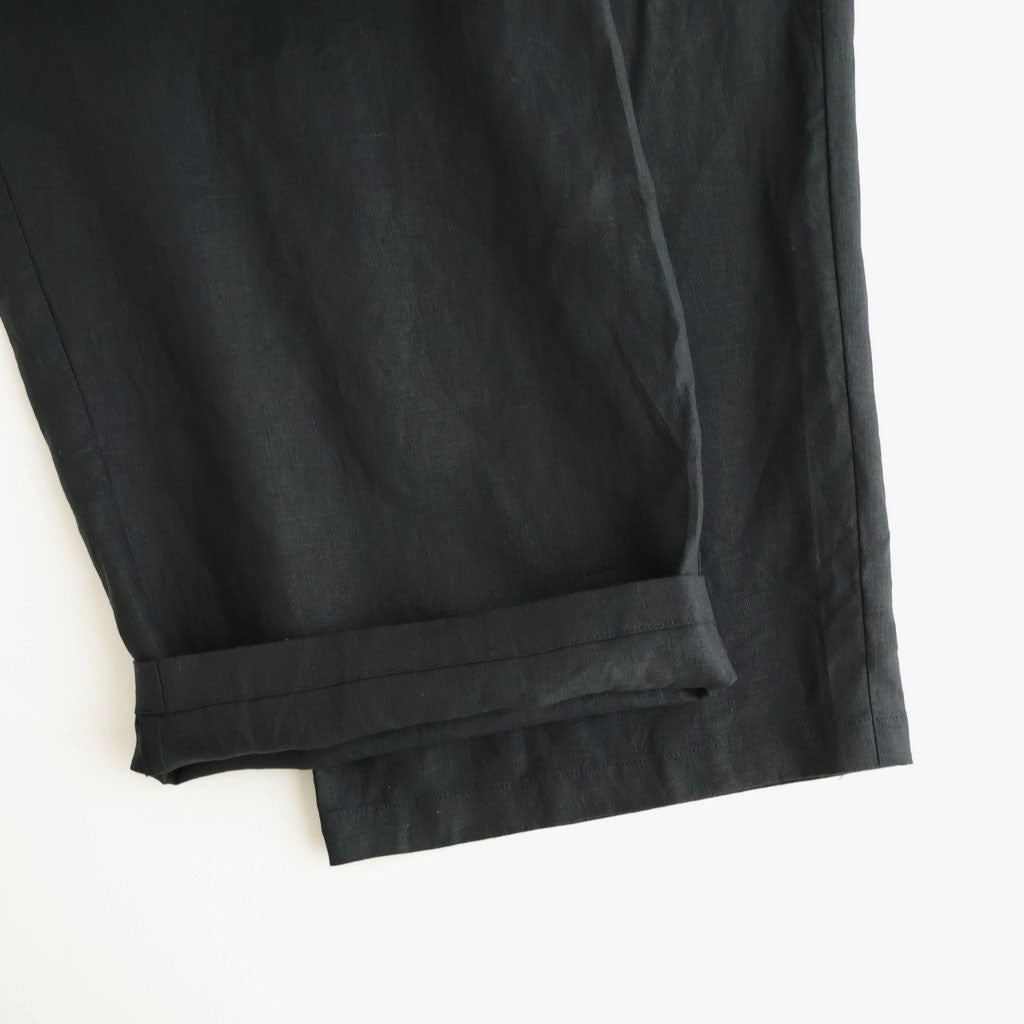 フレンチリネン/東炊きストライプ ギャザータックPT #001 クロ [TS260PT074]