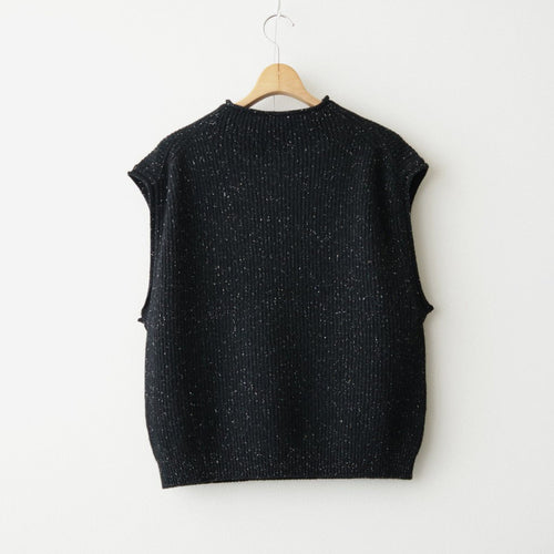 woolen cotton & silk nep wool tweed-knit vest #black tweed [WXFL-UW125]
