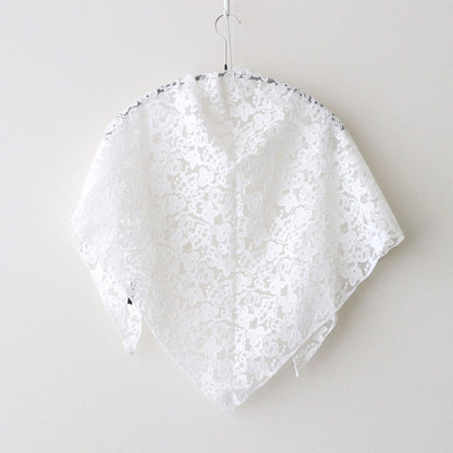 CROWN MOTIF LACE TRIANGLE STOLE #White [no.7531]