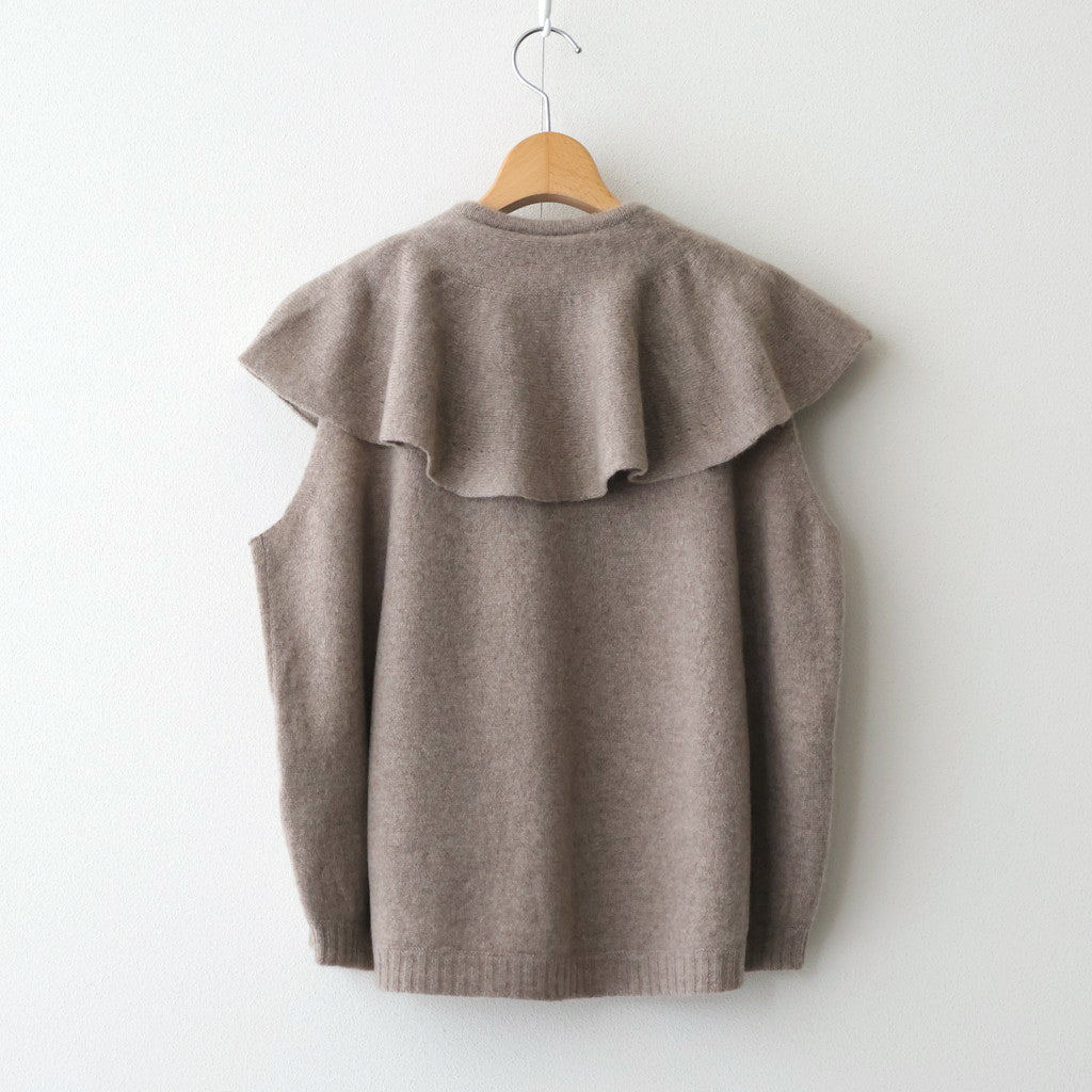 静寂：Knit cape vest #dark beige [13253-14106]