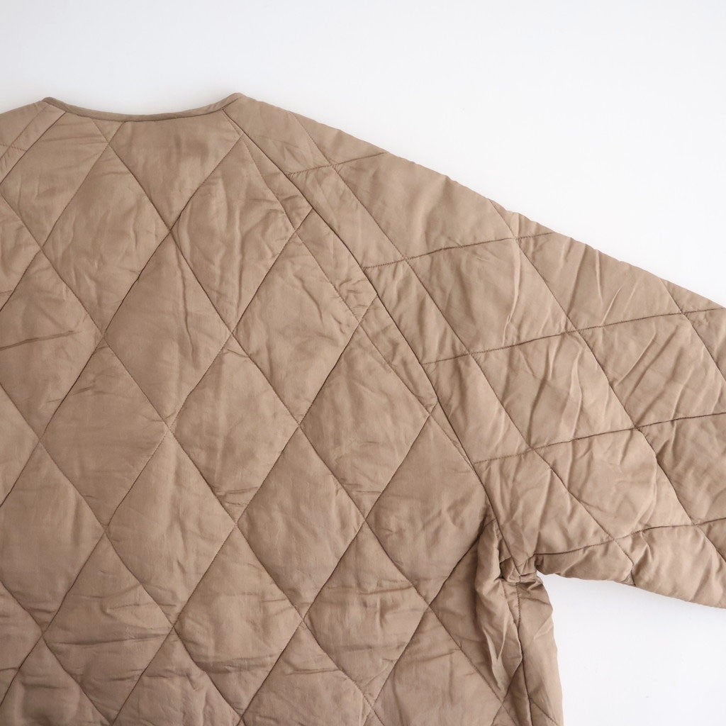 BANGALORE SILK PLAIN PADDED C-NECK SHORT COAT #8400 DK BEIGE [NMDS26551]