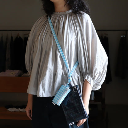FLAT POUCH MEDIUM #CHECK NAVY [TMB-2565H]