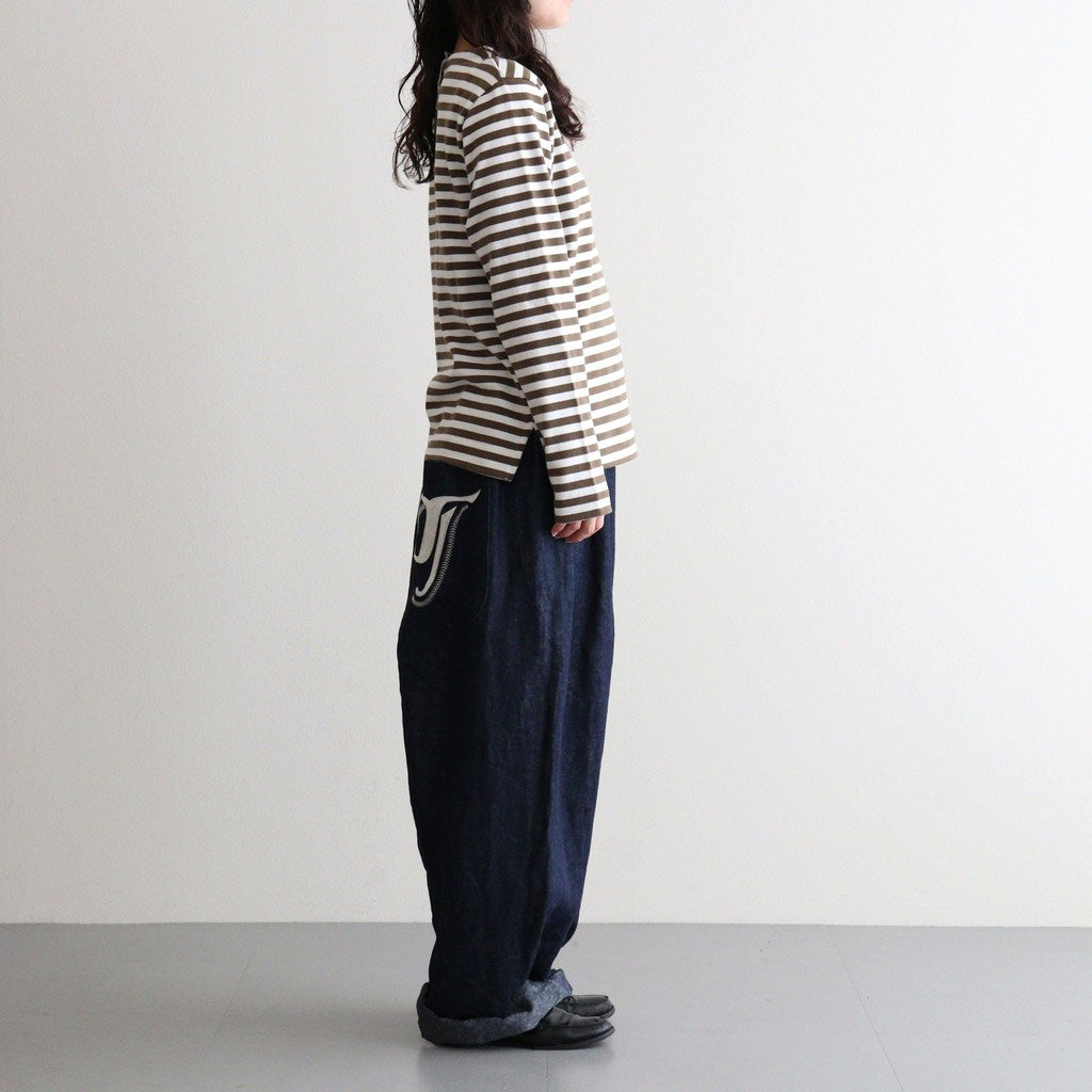 裏起毛 BORDER SPY EYE BOAT NECK PULLOVER #Khaki [no.7743]